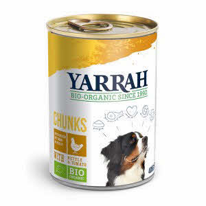 Alimentation pour chien - Bouchées de poulet en sauce aux orties et à la tomate BIO - boite 405 g - Yarrah - Herboristerie Bardou™