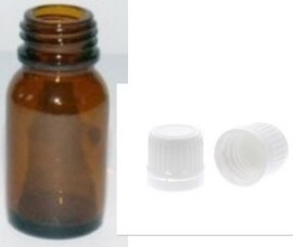 Conditionnement - Flacon verre rond Ø18 Ph jaune 15 ml - capsule simple blanche - Pack de 10 - Herbo-phyto® - Herboristerie Bardou™