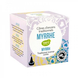Encens - Cones dencens indien myrrhe - boite 12 cones + porte encens - Aromandise - Herboristerie Bardou™