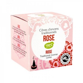 Encens - Cones dencens indien rose - boite 12 cones + porte encens - Aromandise - Herboristerie Bardou™