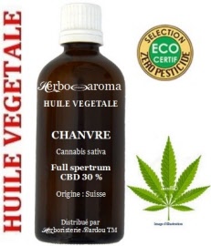 Huile de cannabis - Huile CBD 30 % full spectrum ECB - flacon 15 ml - Herbo-aroma ® - Herboristerie Bardou™