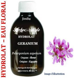 Hydrolat - Géranium (pelargonium asperum) fleur ECB - flacon 1 litre - Herbo-aroma - Herboristerie Bardou™ 