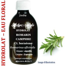 Hydrolat - Romarin camphre (rosmarinus officinalis ct. borneone) plante fleurie BIO - flacon 250 ml - Herbo-aroma - Herboristerie Bardou™ 