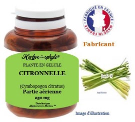 Plante en gélule - Citronnelle (cymbopogon citratus) partie aérienne (250 mg) - pot 120 gélules - Herbo-phyto - Herboristerie Bardou™ 