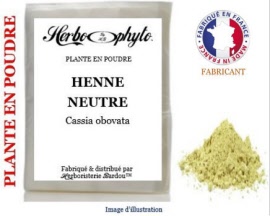 Coloration capillaire - Henne neutre (cassia obovata) feuille poudre - sachet 250 g - Herbo-phyto® - Herboristerie Bardou™