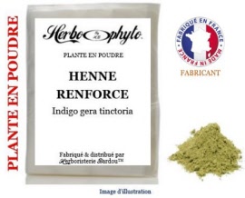 Coloration capillaire - Henné renforcé (indigo gera tinctoria) feuille poudre - sachet 250 g - Herbo-phyto® - Herboristerie Bardou™